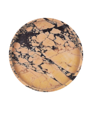 Currey & Company Freya Round Purple Breccia Marble Tray Handcrafted Stone Centerpiece for Modern Homes 1200-0950