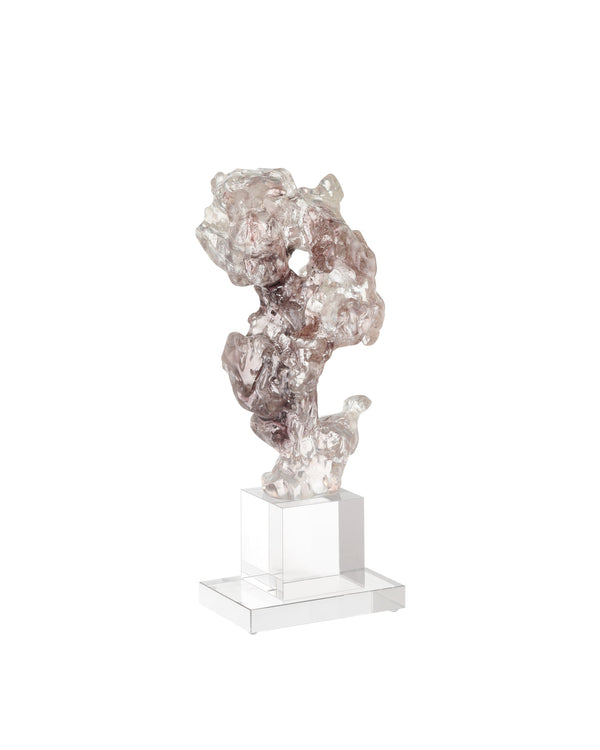 Currey & Company Faux Crystal Sculptural Accent Piece with Faceted Purple Pink Tones on Optic Base Medium 1200-0974