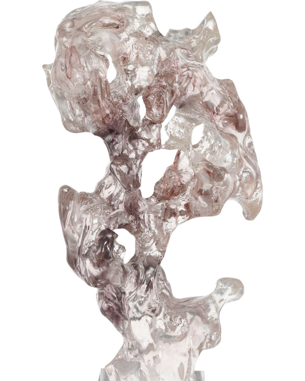 Currey & Company Faux Crystal Sculptural Accent Piece with Faceted Purple Pink Tones on Optic Base Medium 1200-0974