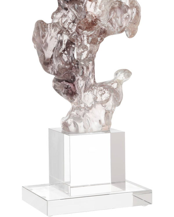 Currey & Company Faux Crystal Sculptural Accent Piece with Faceted Purple Pink Tones on Optic Base Medium 1200-0974