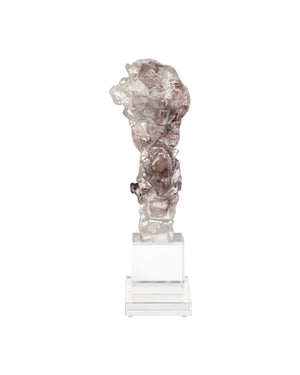 Currey & Company Faux Crystal Sculptural Accent Piece with Faceted Purple Pink Tones on Optic Base Medium 1200-0974