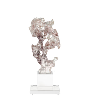 Currey & Company Faux Crystal Sculptural Accent Piece with Faceted Purple Pink Tones on Optic Base Medium 1200-0974