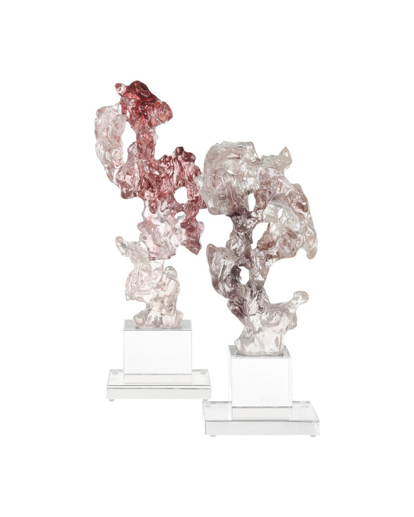 Currey & Company Faux Crystal Sculptural Accent Piece with Faceted Purple Pink Tones on Optic Base Medium 1200-0974