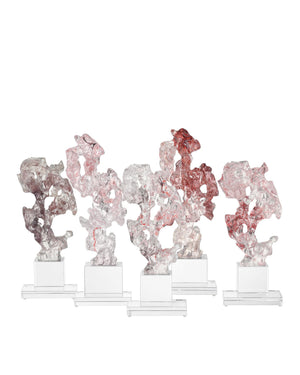 Currey & Company Faux Crystal Sculptural Accent Piece with Faceted Purple Pink Tones on Optic Base Medium 1200-0974