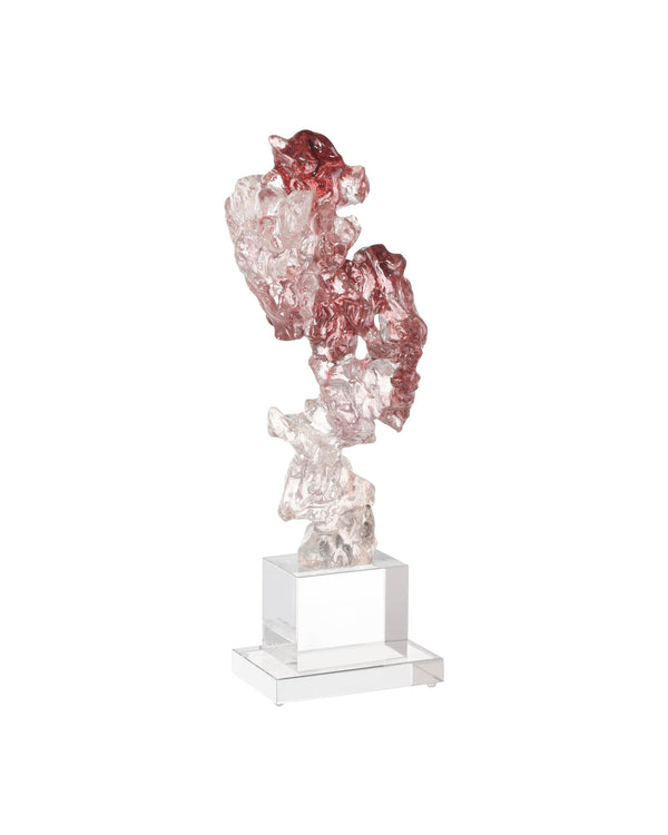 Currey & Company Faux Crystal Sculptural Accent Piece with Faceted Purple Pink Tones on Optic Base Large 1200-0975