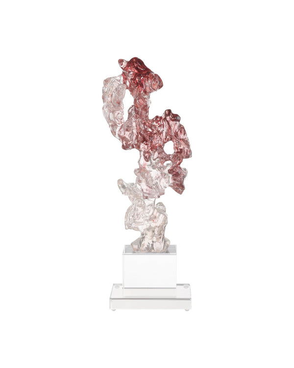 Currey & Company Faux Crystal Sculptural Accent Piece with Faceted Purple Pink Tones on Optic Base Large 1200-0975