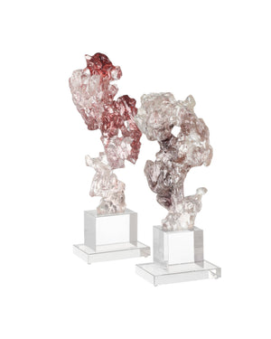 Currey & Company Faux Crystal Sculptural Accent Piece with Faceted Purple Pink Tones on Optic Base Large 1200-0975