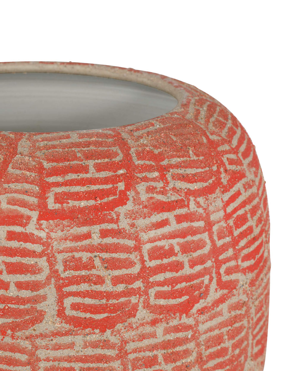 Currey & Company Happiness Hand-Stamped Porcelain Jar Bold Red Glaze Asian Motif Decorative Vessel 1200-0979