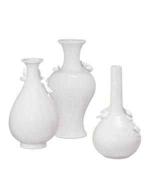 Currey & Company Ave Maria Hand-Thrown White Porcelain Vase Set Sculptural Floral Artisan Trio 1200-0982