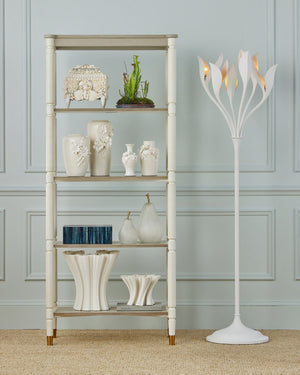 Currey & Company Ave Maria Hand-Thrown White Porcelain Vase Set Sculptural Floral Artisan Trio 1200-0982