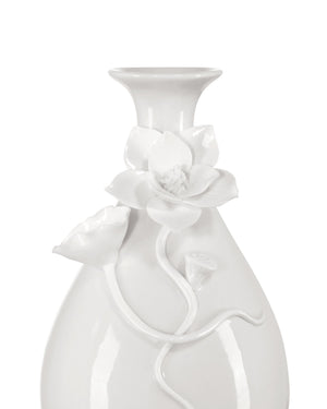 Currey & Company Ave Maria Hand-Thrown White Porcelain Vase Set Sculptural Floral Artisan Trio 1200-0982