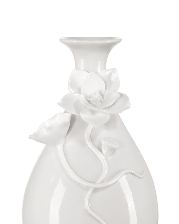 Currey & Company Ave Maria Hand-Thrown White Porcelain Vase Set Sculptural Floral Artisan Trio 1200-0982