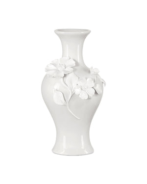 Currey & Company Ave Maria Hand-Thrown White Porcelain Vase Set Sculptural Floral Artisan Trio 1200-0982