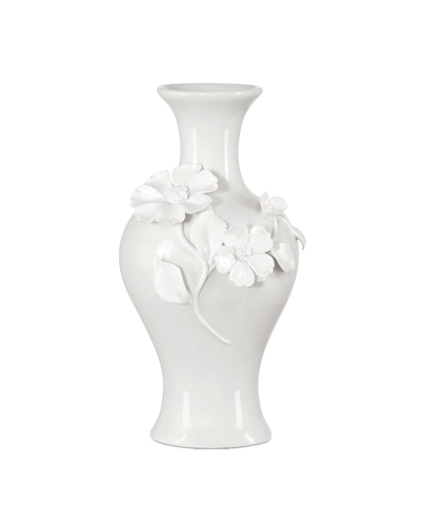 Currey & Company Ave Maria Hand-Thrown White Porcelain Vase Set Sculptural Floral Artisan Trio 1200-0982