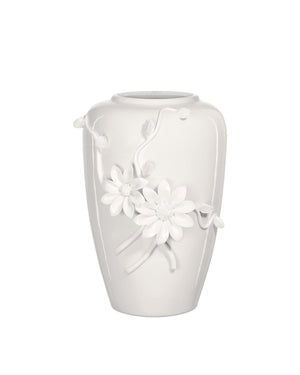 Currey & Company Daisy Maria Porcelain Vase Set with Hand-Sculpted Floral Relief for Elegant Decor 1200-0983