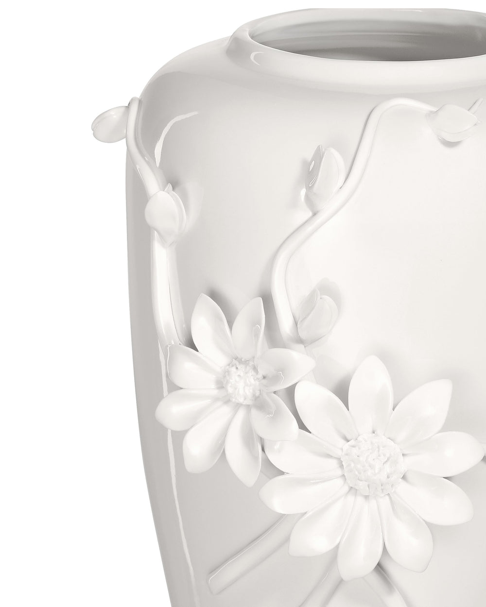 Currey & Company Daisy Maria Porcelain Vase Set with Hand-Sculpted Floral Relief for Elegant Decor 1200-0983