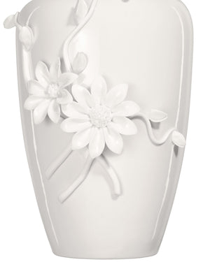 Currey & Company Daisy Maria Porcelain Vase Set with Hand-Sculpted Floral Relief for Elegant Decor 1200-0983