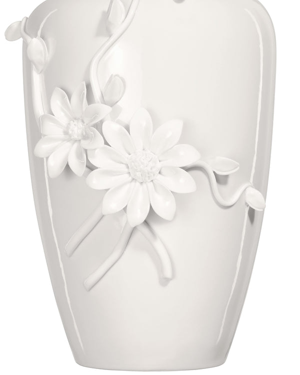 Currey & Company Daisy Maria Porcelain Vase Set with Hand-Sculpted Floral Relief for Elegant Decor 1200-0983