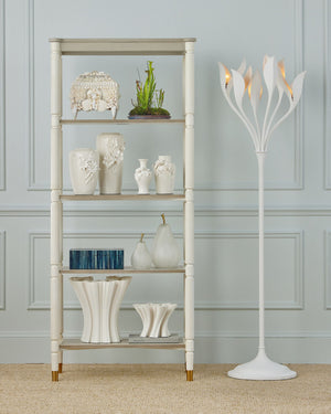 Currey & Company Daisy Maria Porcelain Vase Set with Hand-Sculpted Floral Relief for Elegant Decor 1200-0983