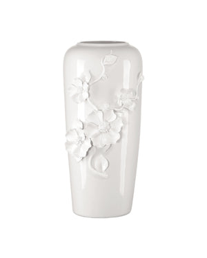 Currey & Company Flower Maria Hand Thrown Porcelain Vase with Sculptural Blooms for Elegant Display Medium 1200-0984