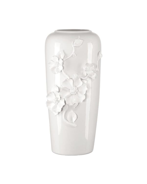 Currey & Company Flower Maria Hand Thrown Porcelain Vase with Sculptural Blooms for Elegant Display Medium 1200-0984