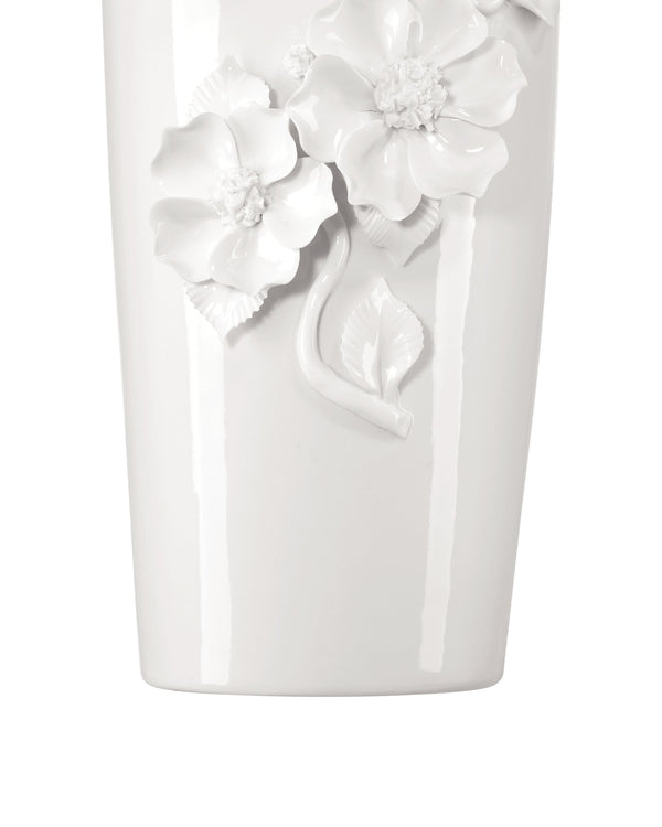 Currey & Company Flower Maria Hand Thrown Porcelain Vase with Sculptural Blooms for Elegant Display Medium 1200-0984