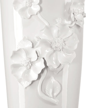 Currey & Company Flower Maria Hand Thrown Porcelain Vase with Sculptural Blooms for Elegant Display Medium 1200-0984