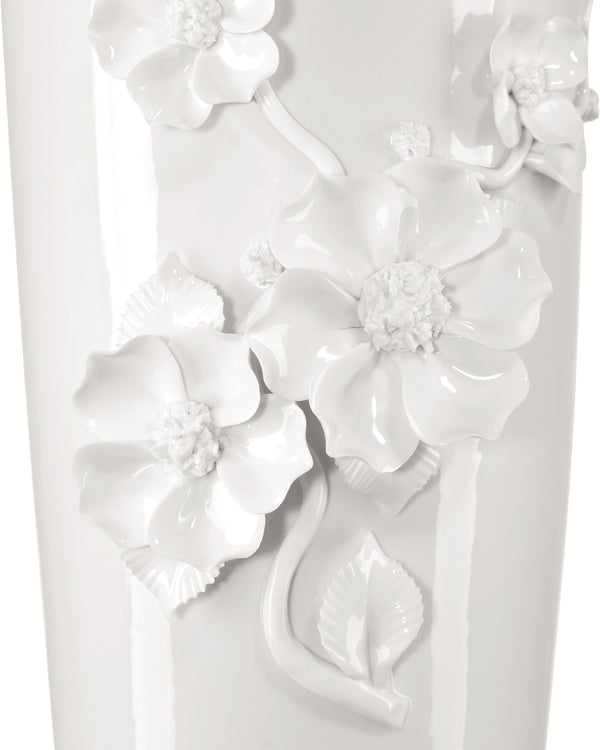 Currey & Company Flower Maria Hand Thrown Porcelain Vase with Sculptural Blooms for Elegant Display Medium 1200-0984