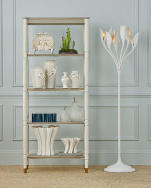 Currey & Company Flower Maria Hand Thrown Porcelain Vase with Sculptural Blooms for Elegant Display Medium 1200-0984
