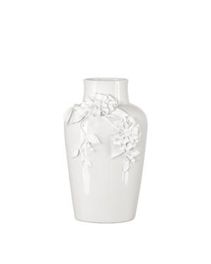 Currey & Company Flower Maria Hand Thrown Porcelain Vase with Sculptural Blooms for Elegant Display Small 1200-0985
