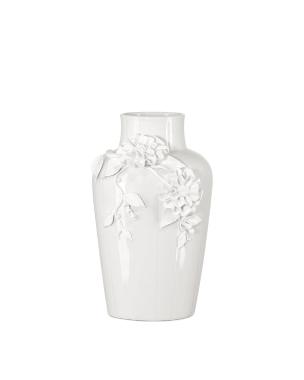 Currey & Company Flower Maria Hand Thrown Porcelain Vase with Sculptural Blooms for Elegant Display Small 1200-0985