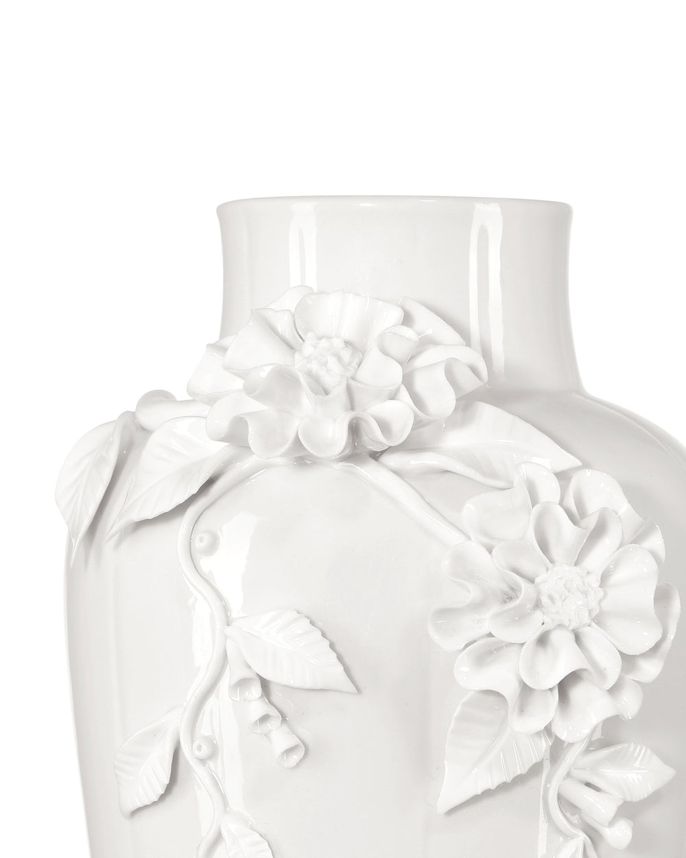 Currey & Company Flower Maria Hand Thrown Porcelain Vase with Sculptural Blooms for Elegant Display Small 1200-0985