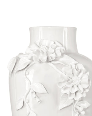 Currey & Company Flower Maria Hand Thrown Porcelain Vase with Sculptural Blooms for Elegant Display Small 1200-0985
