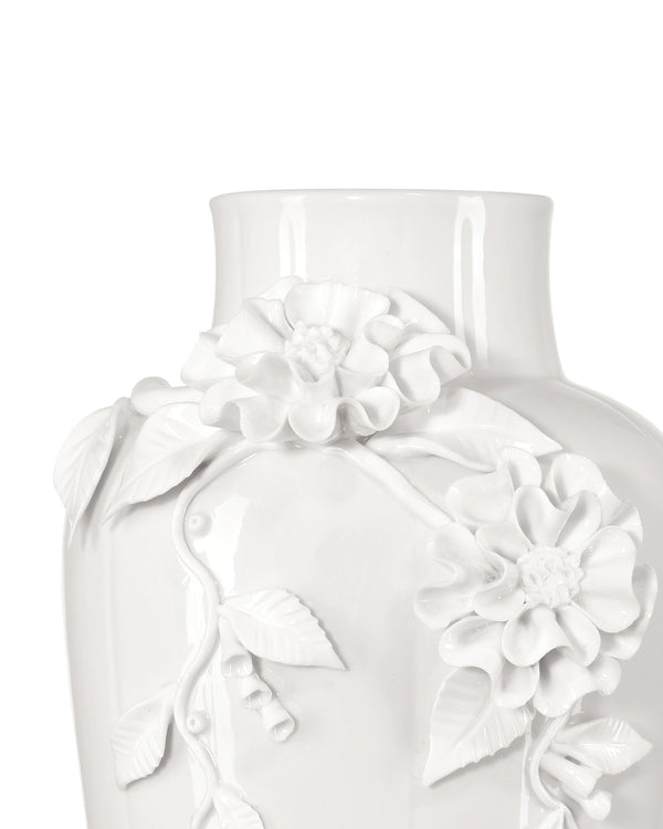 Currey & Company Flower Maria Hand Thrown Porcelain Vase with Sculptural Blooms for Elegant Display Small 1200-0985