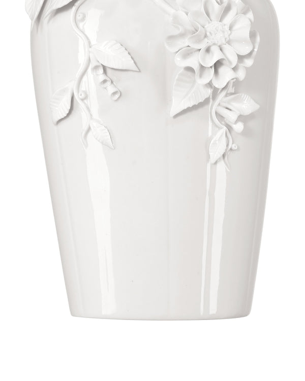 Currey & Company Flower Maria Hand Thrown Porcelain Vase with Sculptural Blooms for Elegant Display Small 1200-0985