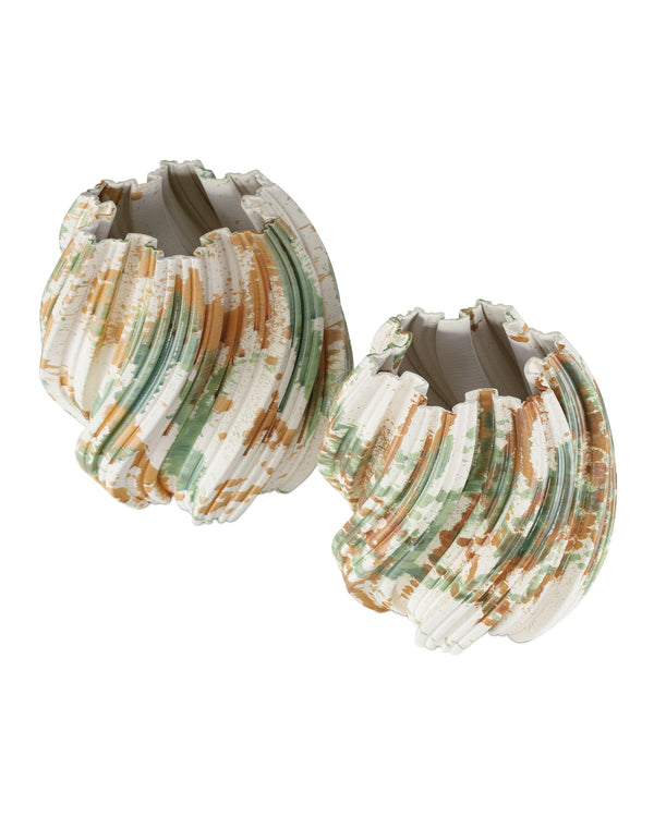 Currey & Company Camouflage Sculptural Porcelain Vase with Hand-Splattered Glaze for Console Decor Small 1200-0986