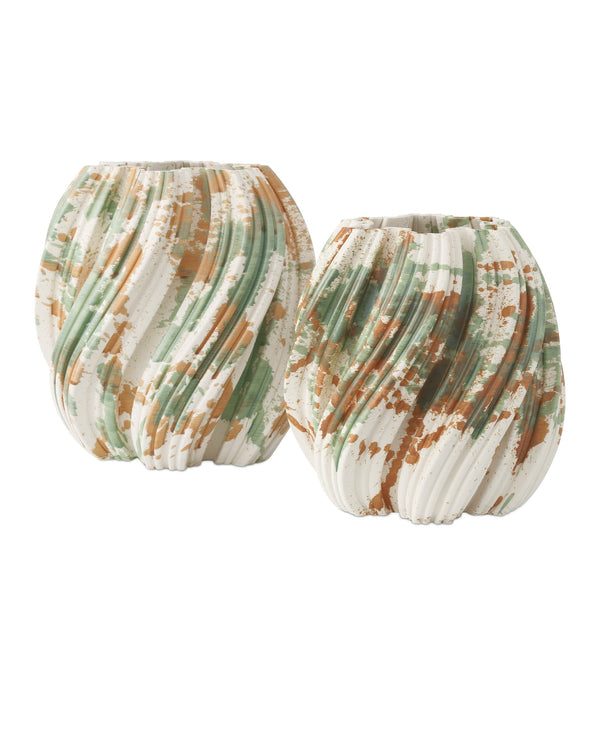 Currey & Company Camouflage Sculptural Porcelain Vase with Hand-Splattered Glaze for Console Decor Medium 1200-0987