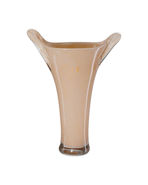 Currey & Company Tamara Mouthblown Peach Glass Floor Vase with Gold Flecks Artisan Handcrafted Decor 1200-0989