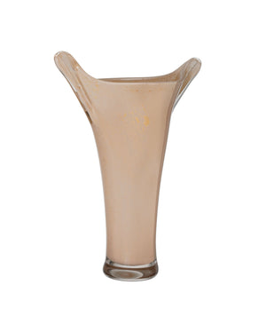 Currey & Company Tamara Mouthblown Peach Glass Floor Vase with Gold Flecks Artisan Handcrafted Decor 1200-0989