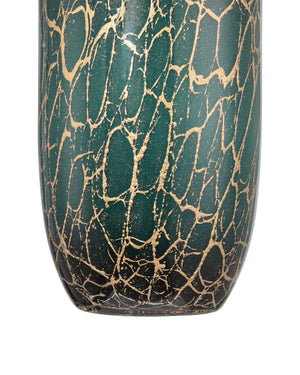 Currey & Company Vitry Mouthblown Venetian Glass Vase with Hand Applied Gold Swirls Teal Art Decor 1200-0990