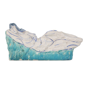Currey & Company Reclining Female Form Brutalist Porcelain Sculpture Hand-Painted Turquoise Blue Artisan Decor 1200-0996