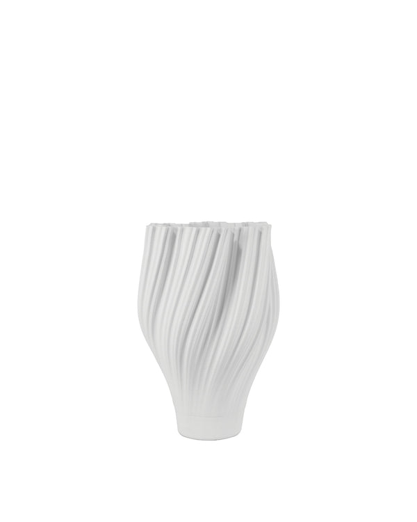 Currey & Company Whorl Sculptural Porcelain Floor Vase Organic Swirling Form Matte White Entryway Accent 19.5"h x 13"dia. 1200-1004