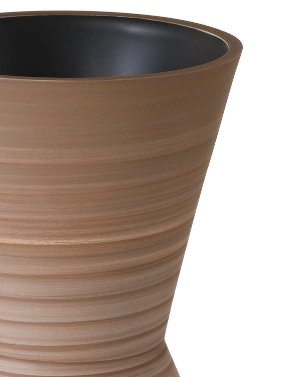 Currey & Company Happy Retro Hand Thrown Porcelain Vase Pair Earthy Striations Artisan Shelf Accent 1200-1008