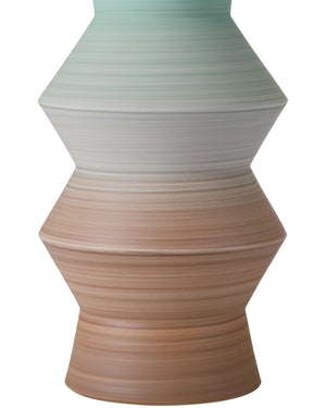Currey & Company Happy Retro Hand Thrown Porcelain Vase Pair Earthy Striations Artisan Shelf Accent 1200-1008