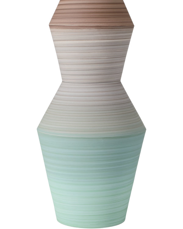 Currey & Company Happy Retro Hand Thrown Porcelain Vase Pair Earthy Striations Artisan Shelf Accent 1200-1008