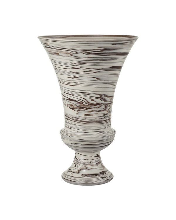Currey & Company Jejune Handcrafted Urn Footed Vase Swirling Two-Tone Clay Bohemian Floor Statement 1200-1010