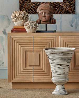 Currey & Company Jejune Handcrafted Urn Footed Vase Swirling Two-Tone Clay Bohemian Floor Statement 1200-1010