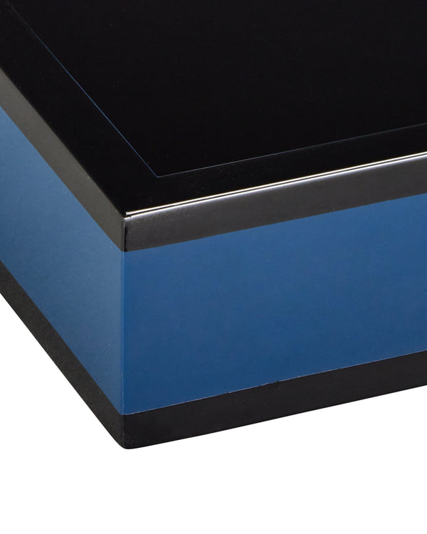 Currey & Company Navy Lacquer Handcrafted Tray Set High Gloss Finish for Coffee Table Styling 1200-1018