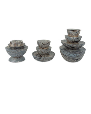 Currey & Company Marbleized Stacking Wood Box Set Hand Finished Sculptural Organizers for Shelves 1200-1049