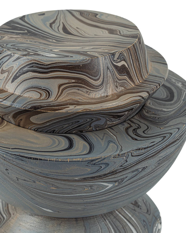 Currey & Company Marbleized Stacking Wood Box Set Hand Finished Sculptural Organizers for Shelves 1200-1049